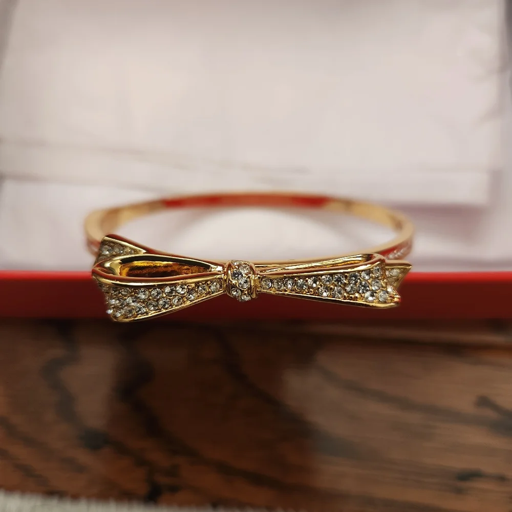 NWT Kate Spade Gold Bow Bracelet Love Notes Crystal - Picture 5 of 5
